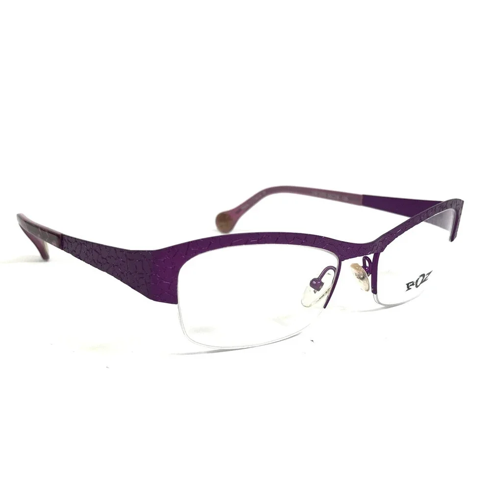 BOZ Eyeglasses Frames VIM 7070 Purple Cracked Earth Pattern Crystals 52-18-135